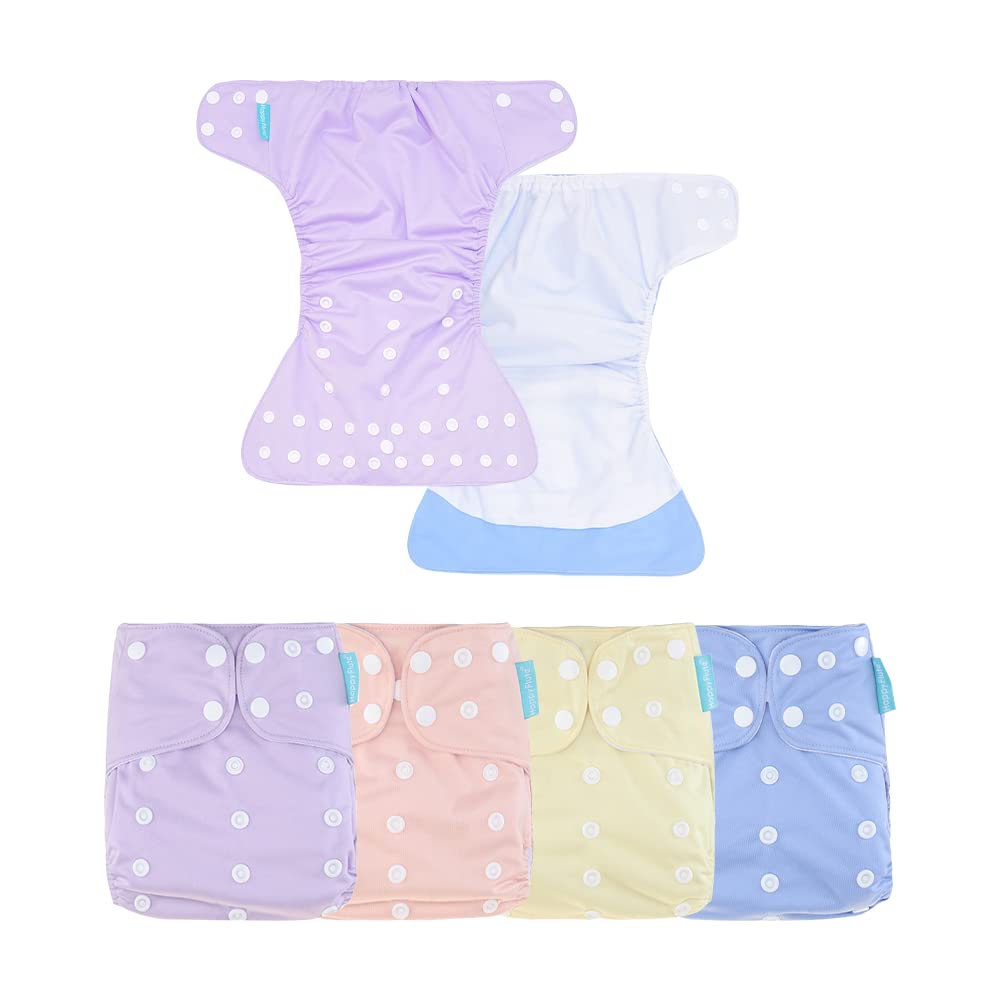 4-Pack Reusable Cloth Baby Diapers with Adjustable Snaps