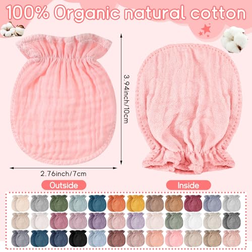 Jeere Newborn Muslin No-Scratch Mittens for 0–6 Months