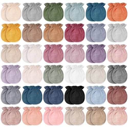 Jeere Newborn Muslin No-Scratch Mittens for 0–6 Months