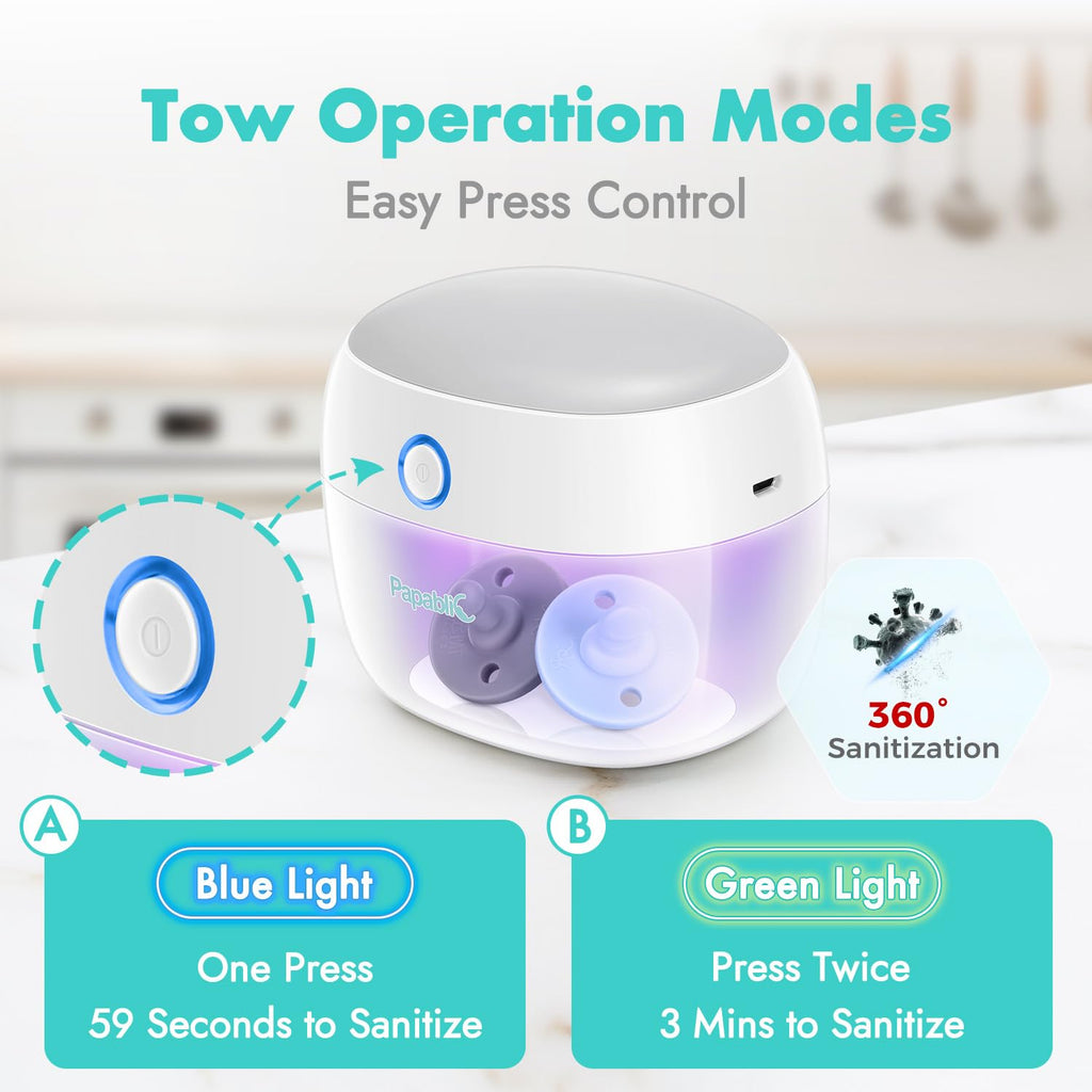Papablic Portable UV Pacifier Sanitizer Travel Case for Baby Health