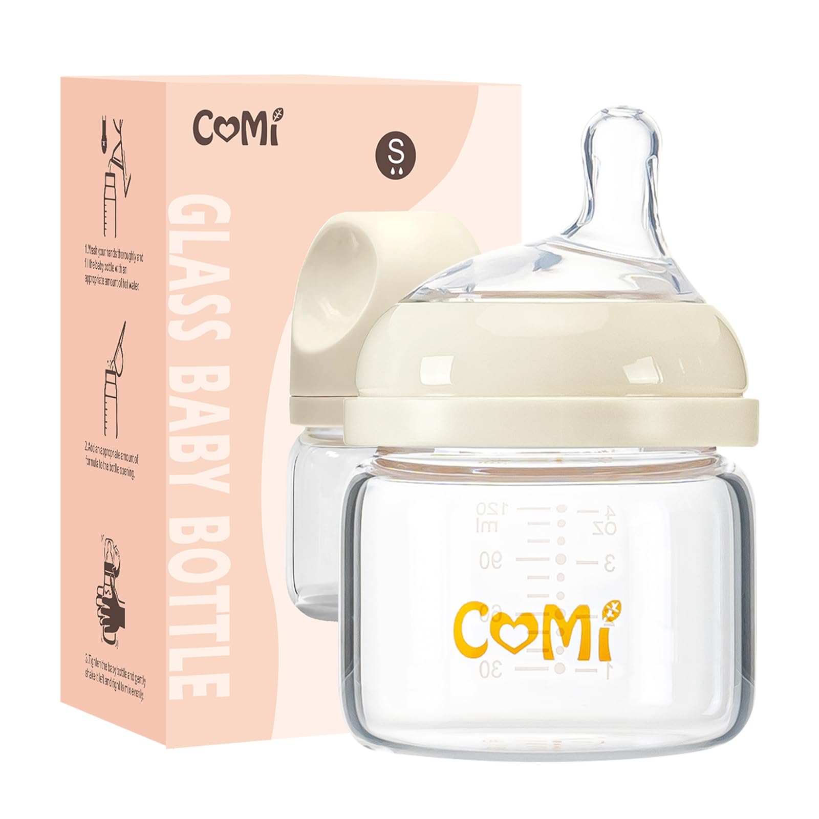 COMI Natural Glass Baby Bottle Set for Newborns