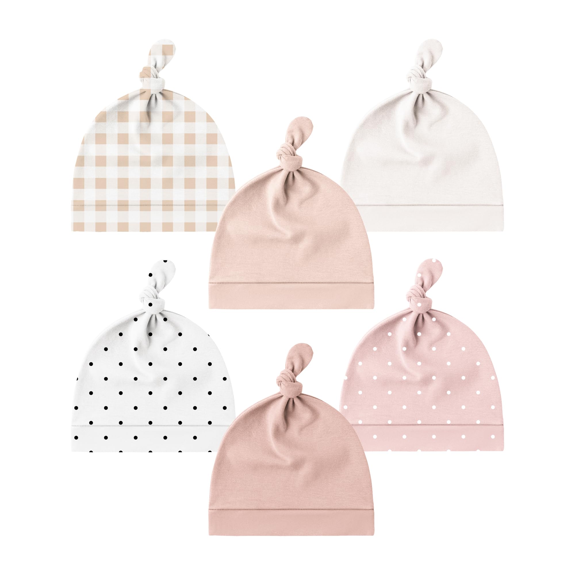 Konssy 6-Pack Newborn Knot Beanie Hats for 0–6 Months