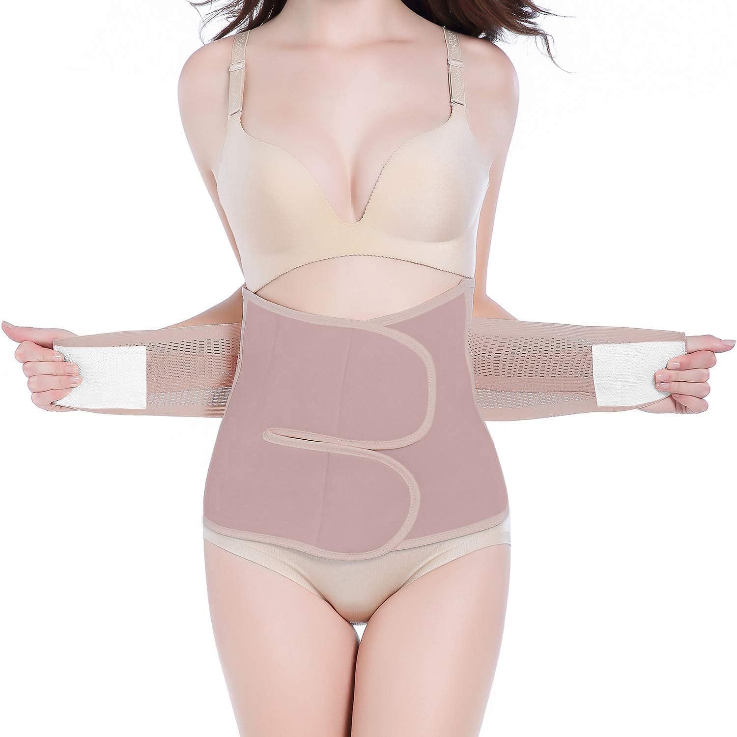 Postpartum Belly Band Support: 2 Adjustable Straps for Abdomen Compression | Helps Relieve Incision & Back Pain After C-Section during Getting Up, Coughing & Breastfeeding