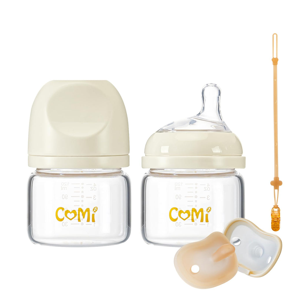 COMI Natural Glass Baby Bottle Set for Newborns