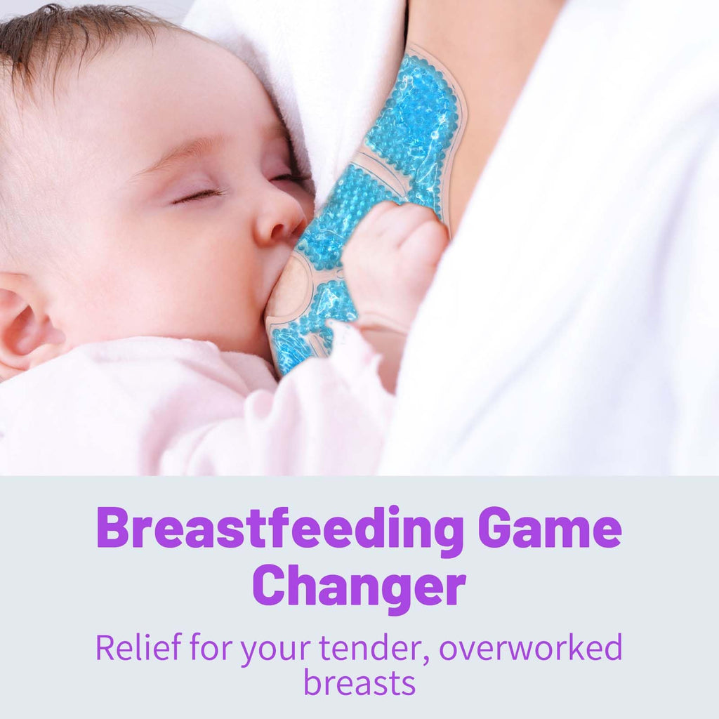 Breast Treatment Ice Pack Hot Cold Breast Pad, Nursing Pain, Mastitis, Swelling, Essential for Breastfeeding New Mothers, 2 Pack