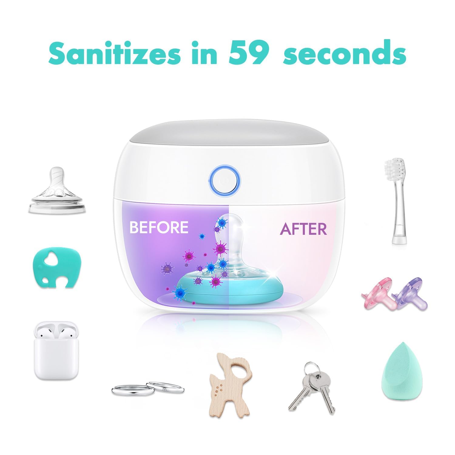 Papablic Portable UV Pacifier Sanitizer Travel Case for Baby Health
