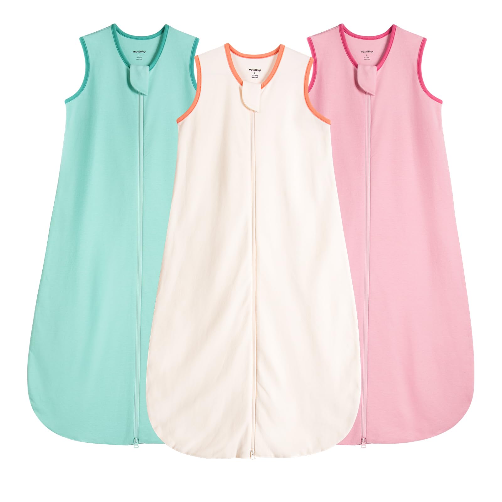 WarmWrap 3-Pack Cotton Baby Sleep Sacks, 0.5 TOG