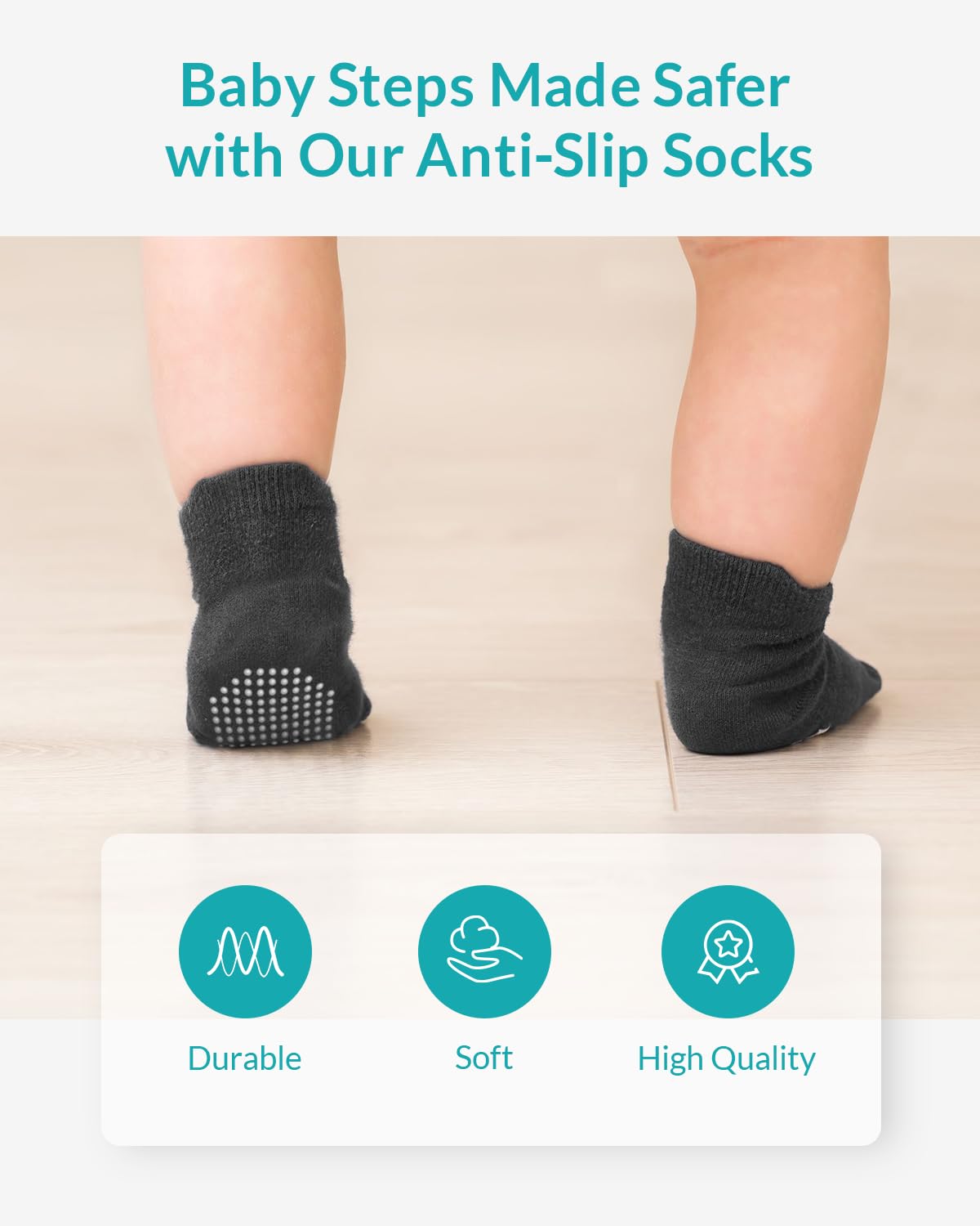 Infinno 9-Pair Non-Slip Grip Socks for Babies & Kids