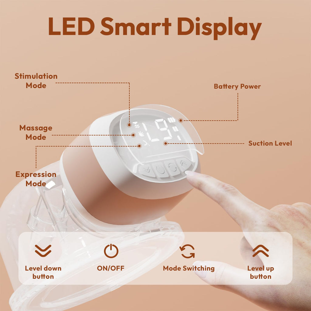 Lucina Hands Free Breast Pump, Wearable Breastfeeding Pump with 3 Modes and 9 Levels