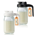 32oz Glass Pitcher with Lid & V-shaped Pour Spout - 1 Quart Breastmilk Pitcher Double Leak Proof, Creamer Container for Sun Tea, Juice, Cold Brew Coffee, Breastmilk Storage Container