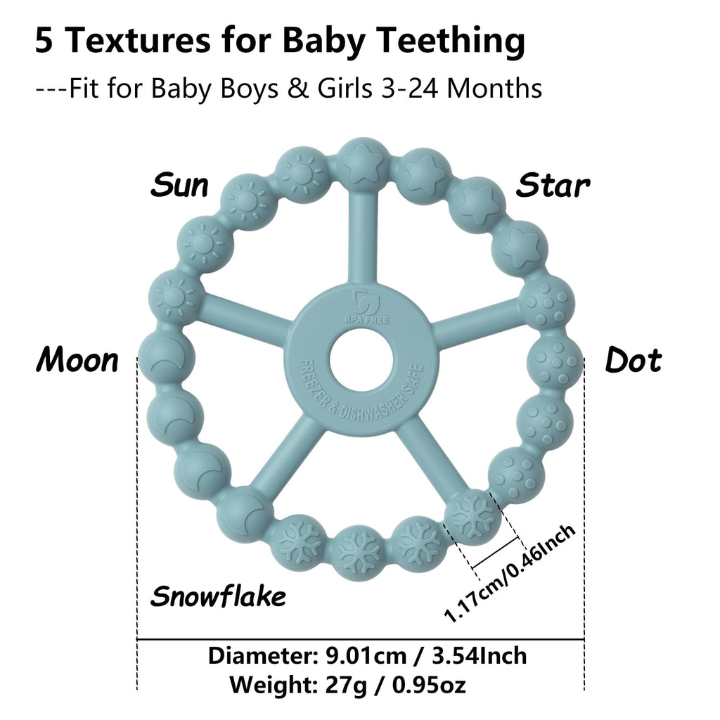 Seposeve 3-Pack Silicone Teething Rings for Babies