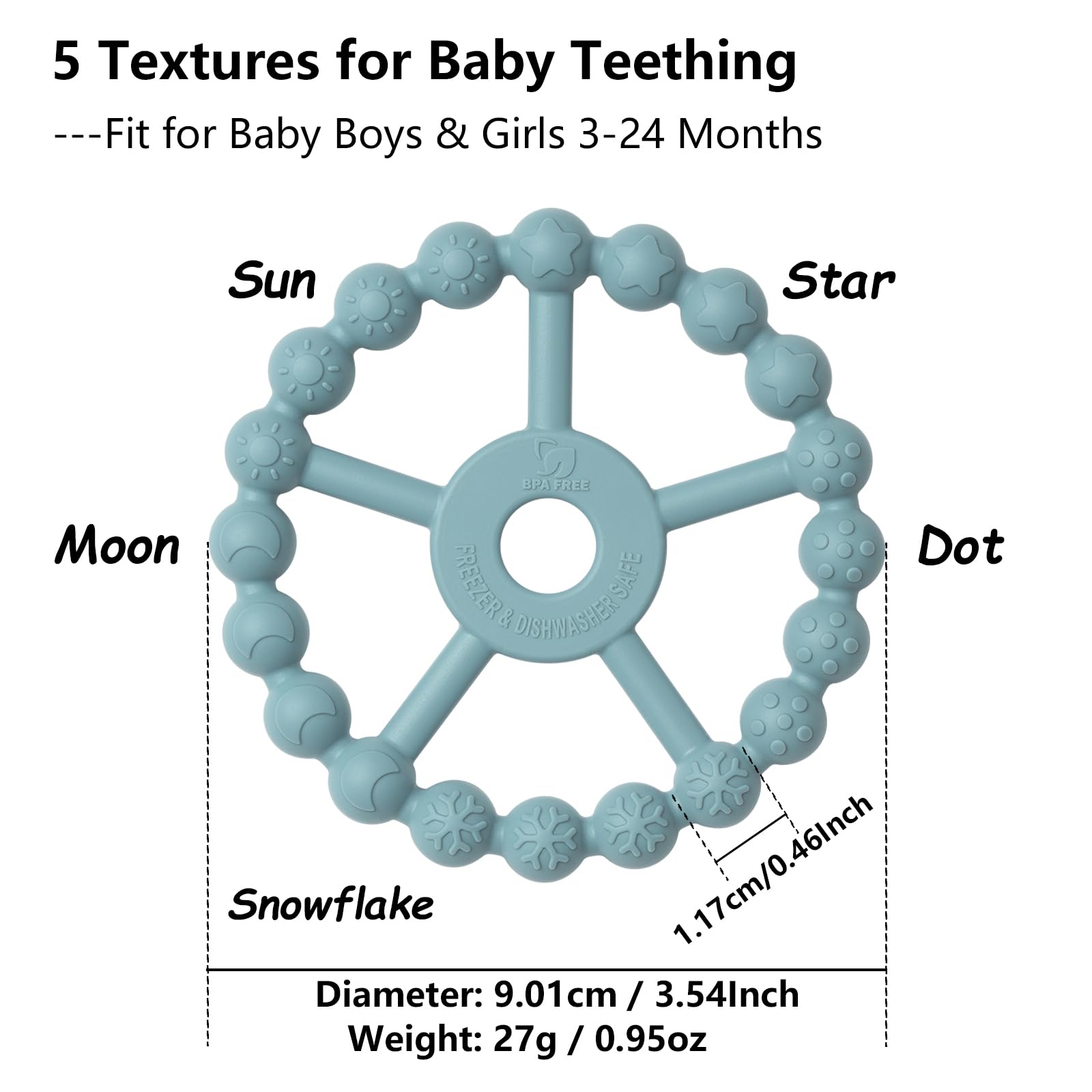 Seposeve 3-Pack Silicone Teething Rings for Babies