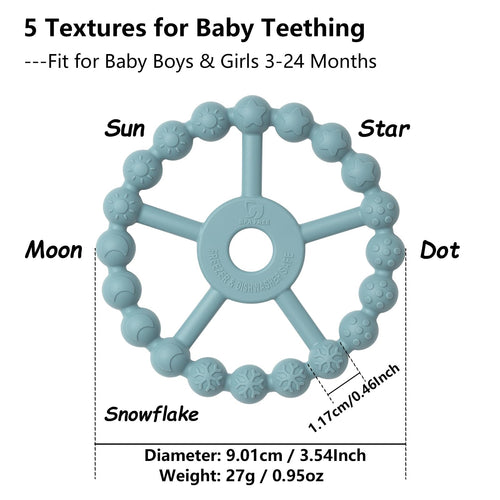 3 Pack Ring Teether Baby Infant Toys, Baby Essentials, Silicone Teething Ring Toys for Babies 0-6 Months, Seposeve Toddler Teethers 6-12 Months 12-24 Months, Infant Teething Relief
