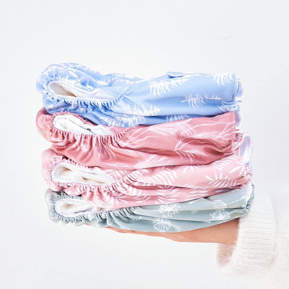 4-Pack Reusable Cloth Baby Diapers with Adjustable Snaps