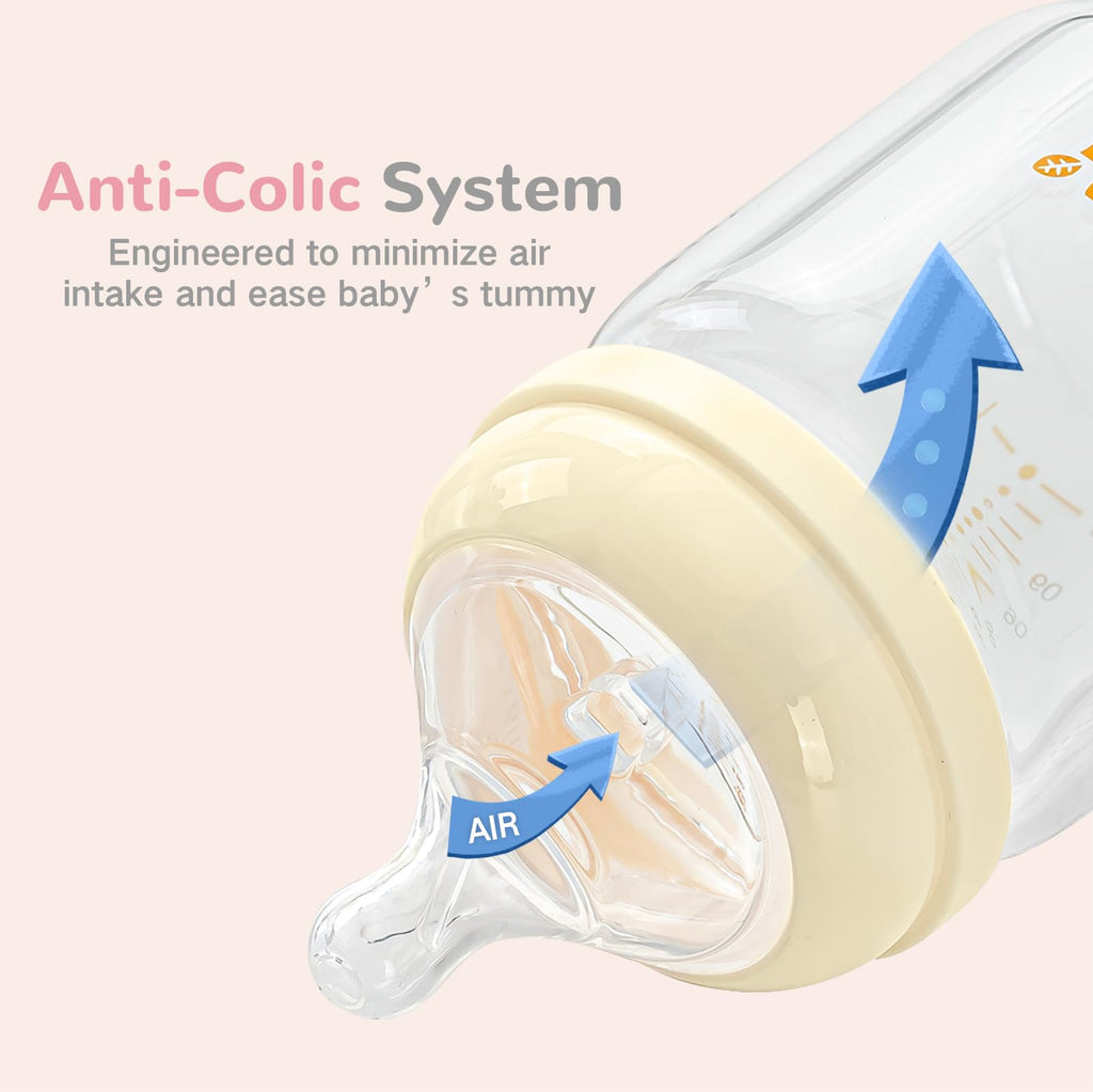 COMI Natural Glass Baby Bottle Set for Newborns