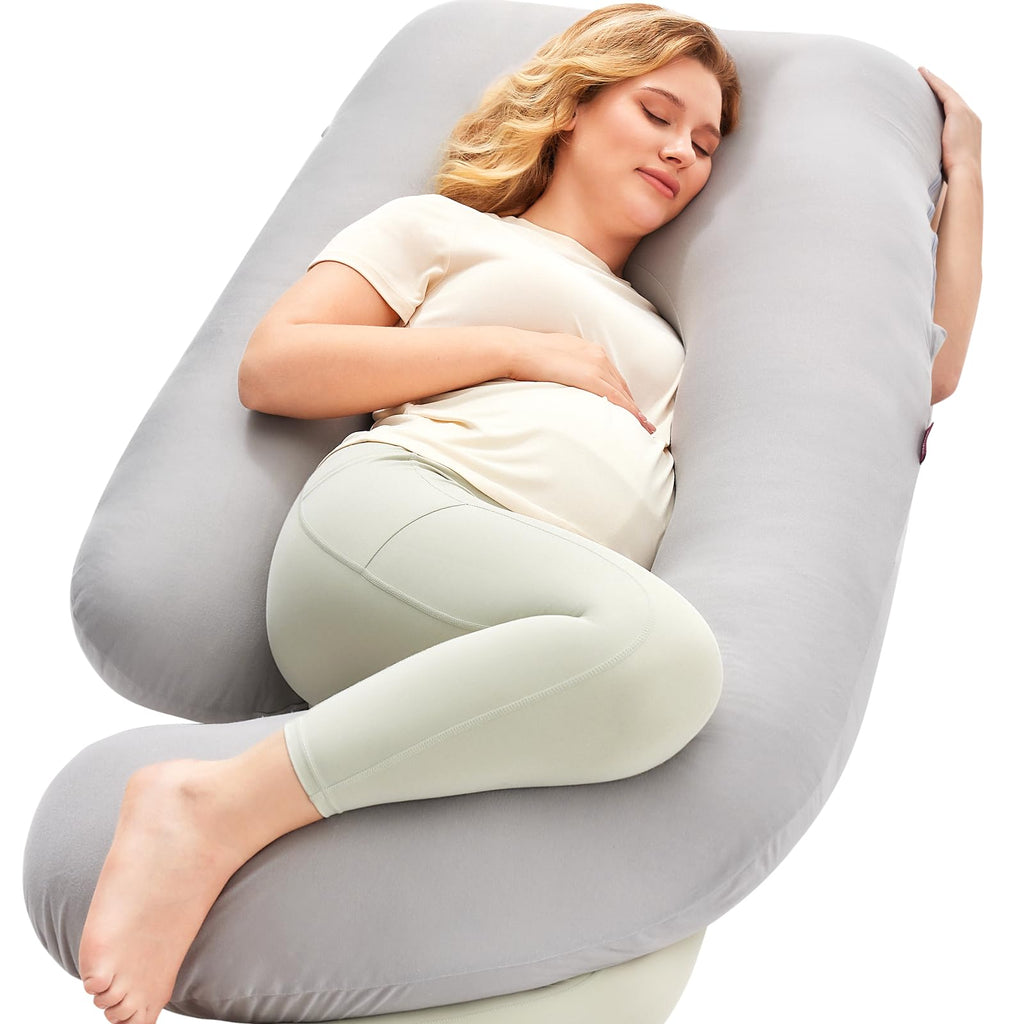 Momcozy Pregnancy Pillows, U Shaped Full Body Maternity Pillow with Removable Cover - Support for Back, Legs, Belly, Hips for Pregnant Women, 57 Inch Pregnancy Pillows for Sleeping