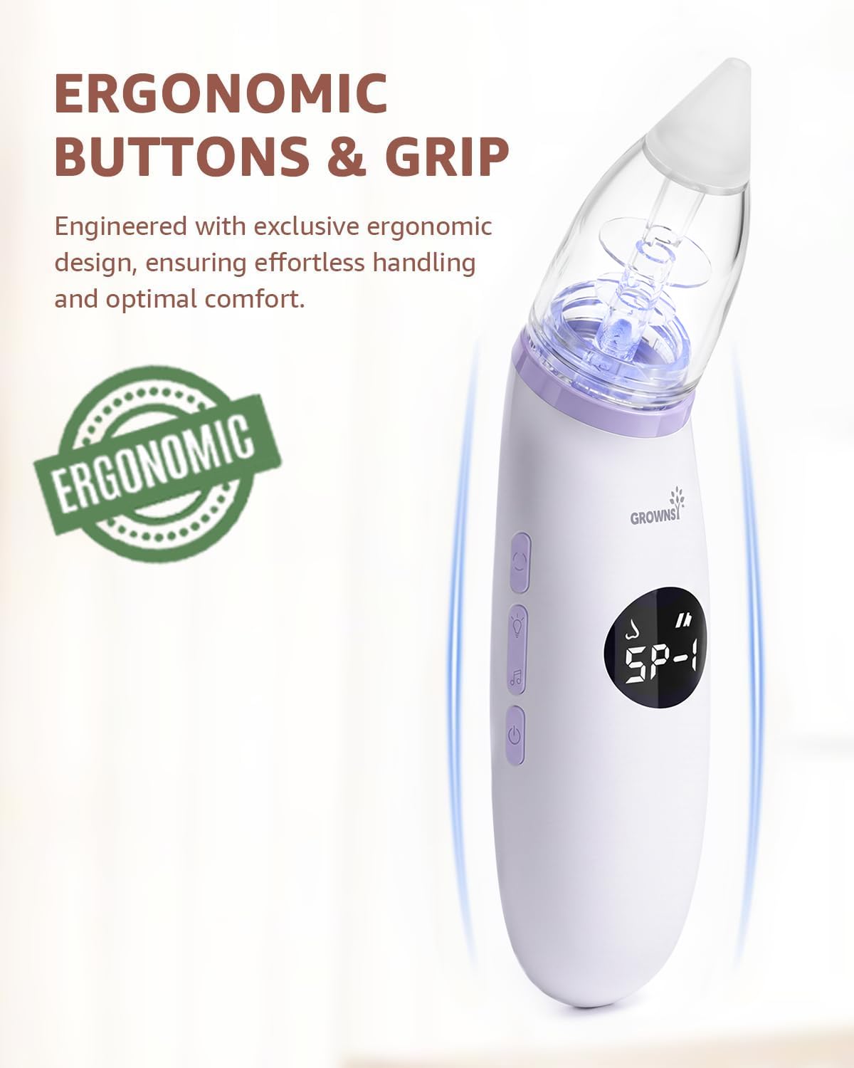 GROWNSY Electric Baby Nasal Aspirator with Music and Light