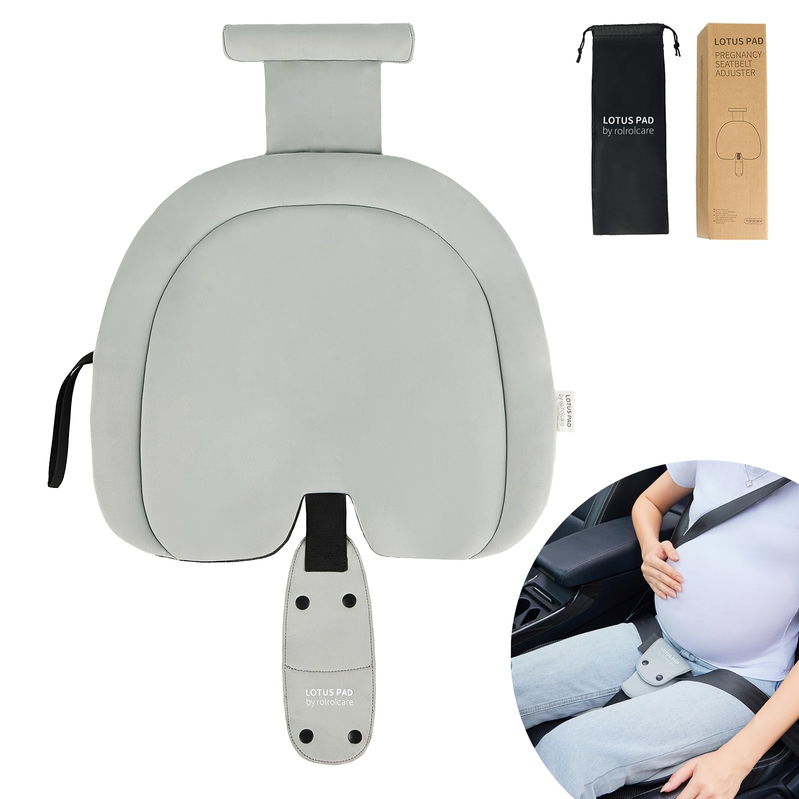 ROLROLCARE Car Seat Cushion for Pregnancy, Integrated Abdominal Pad, Elastic Breathable Fabric Reduce Belly Compression, Enhance Driving and Traveling Comfort