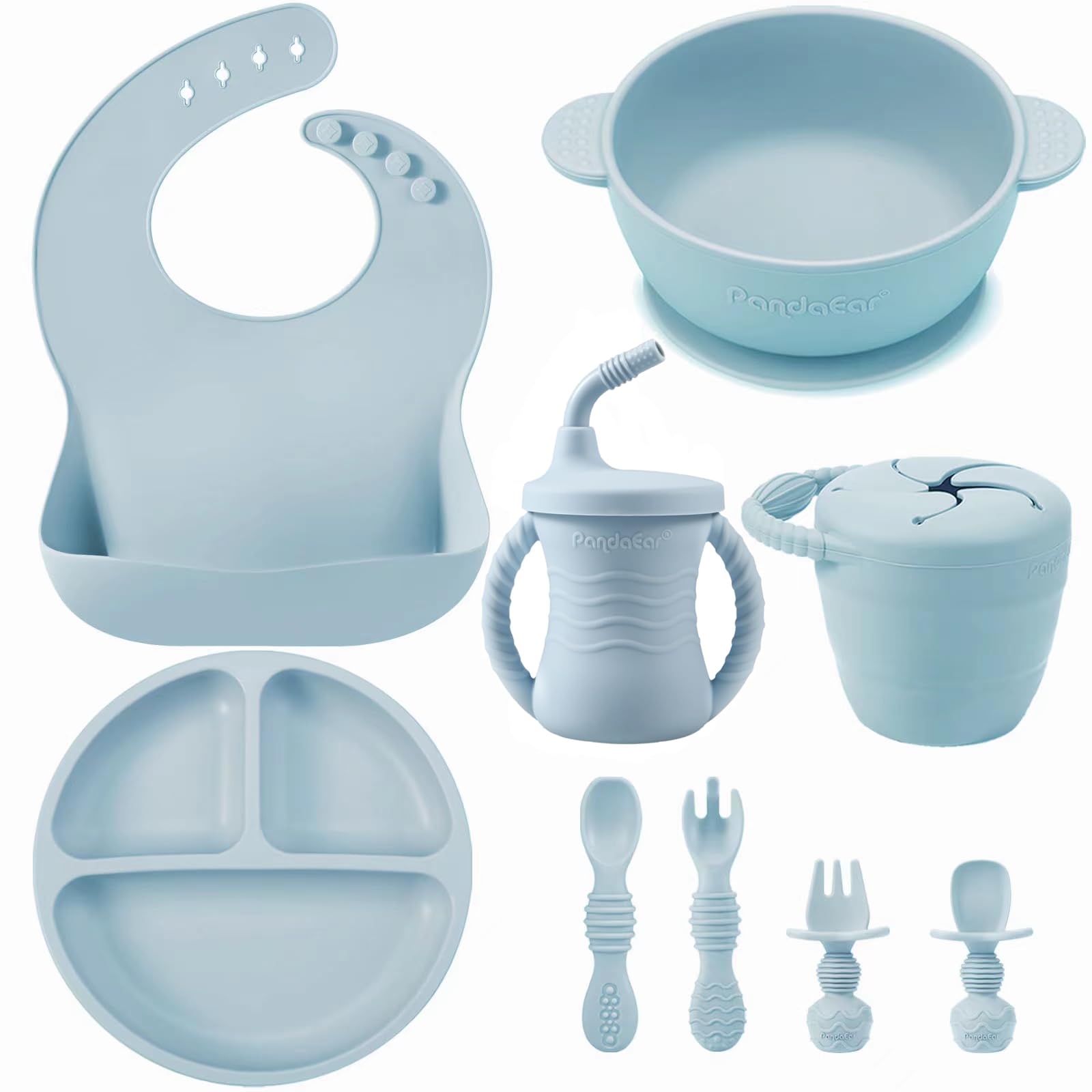 PandaEar 9-Piece Silicone Baby-Led Weaning Feeding Set
