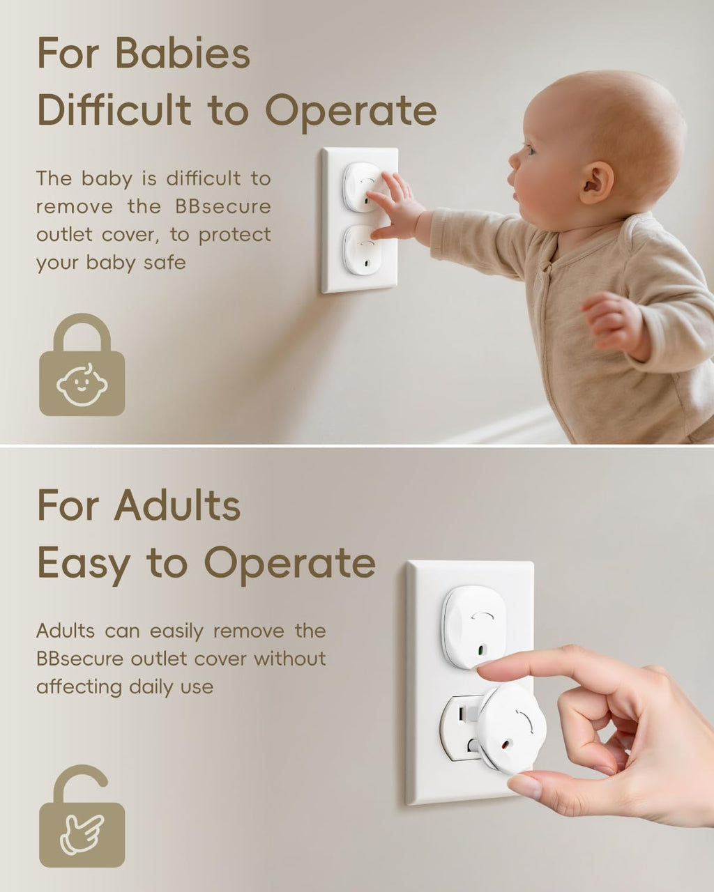 BBsecure Babyproof Electrical Outlet Plug Covers