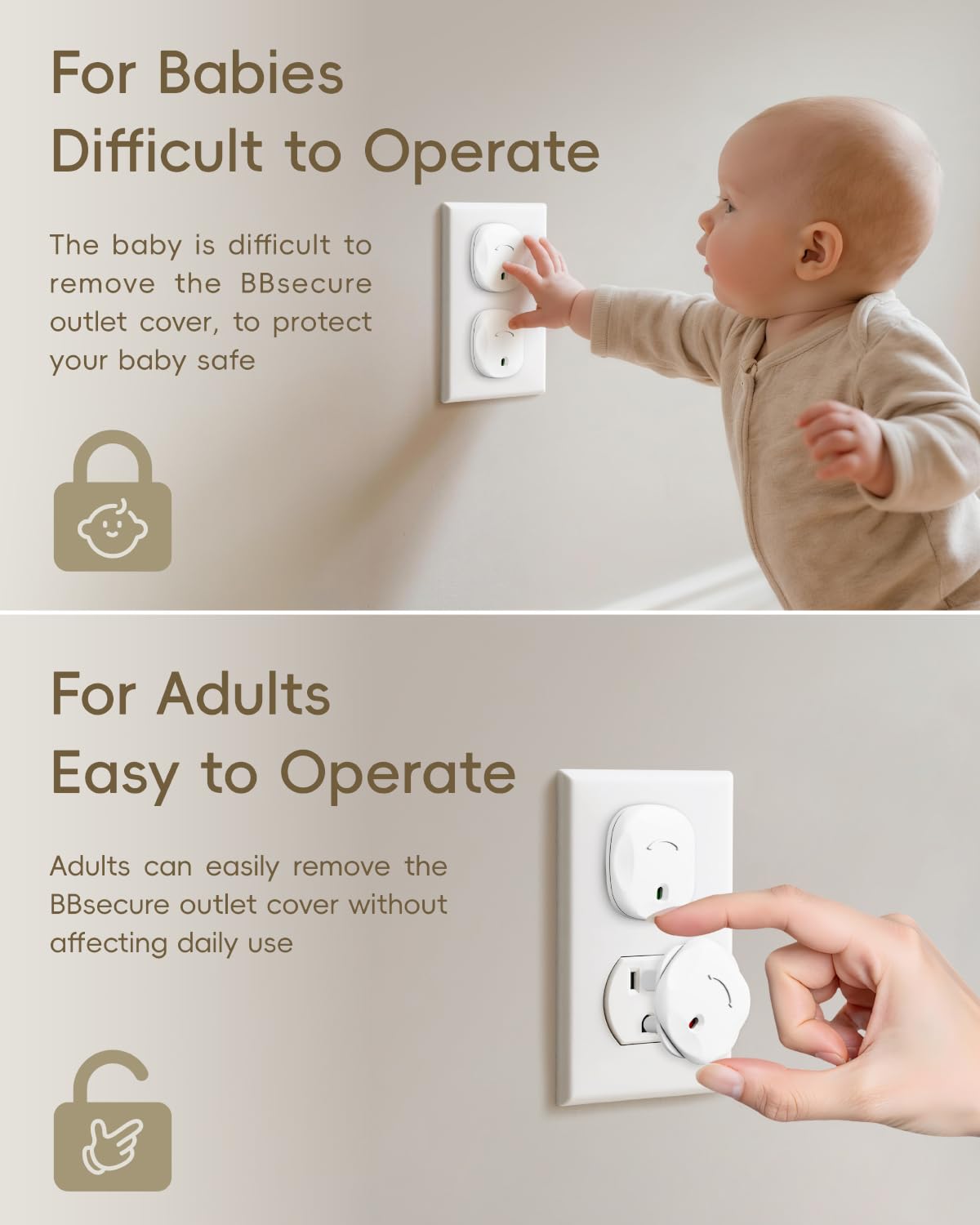 BBsecure Babyproof Electrical Outlet Plug Covers