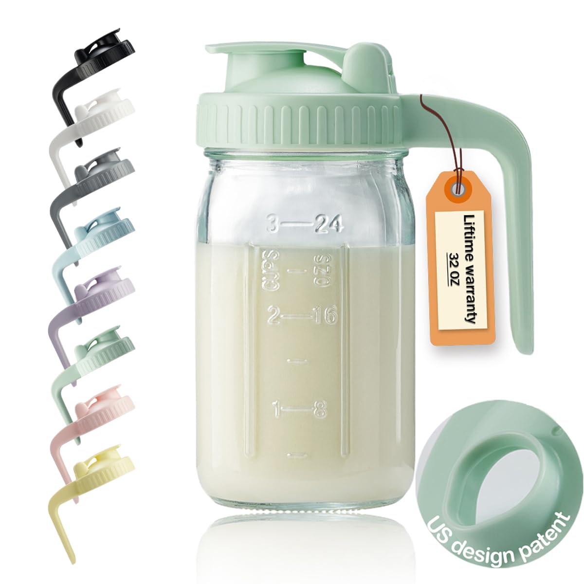 32 oz Glass Breast Milk Pitcher with Leakproof Lid