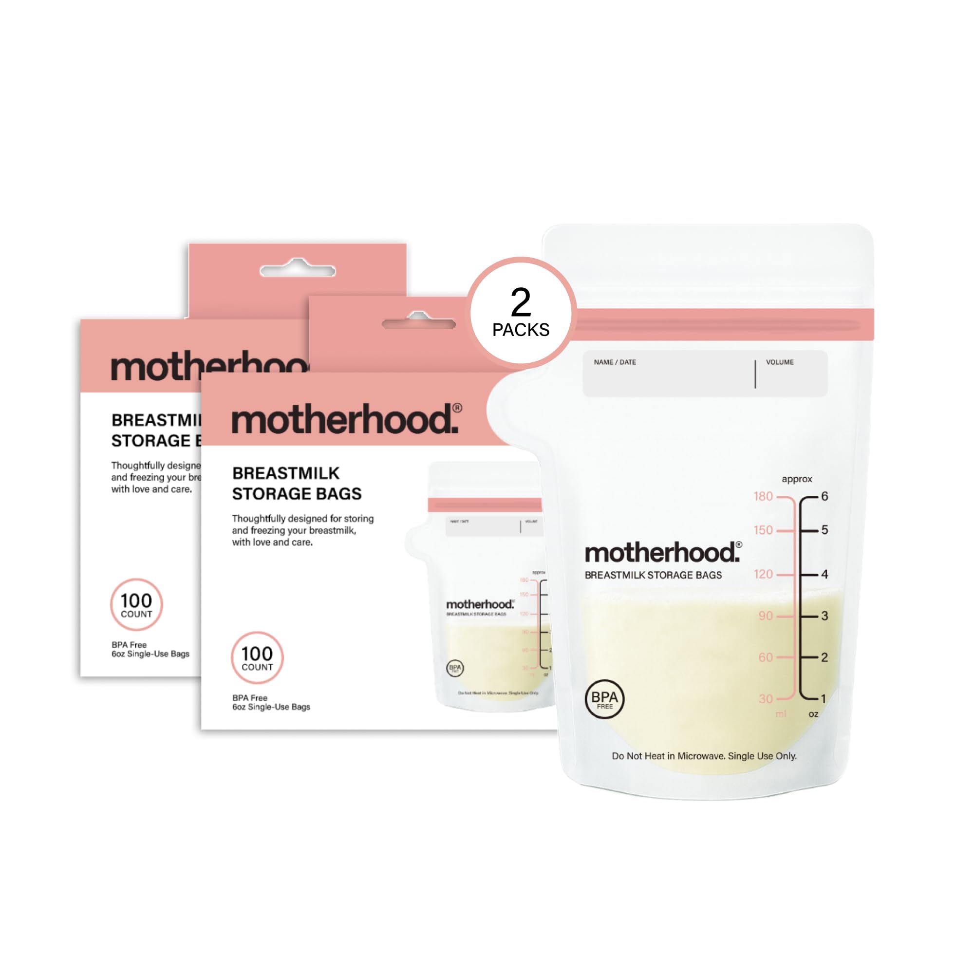 Motherhood Maternity Breastmilk Storage Bags Variety Pack – 3 oz & 6 oz Breast Milk Freezer Bags, Leak Proof, Pre-Sterilized & BPA Free