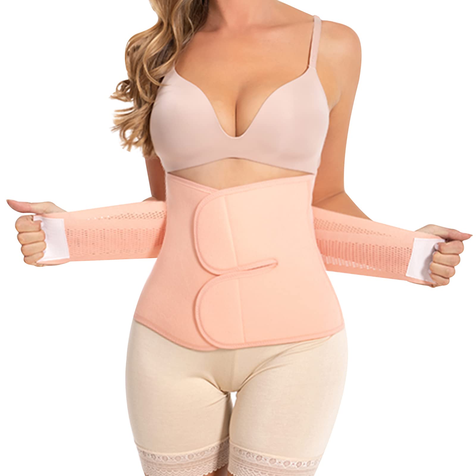 Postpartum Belly Band Support: 2 Adjustable Straps for Abdomen Compression | Helps Relieve Incision & Back Pain After C-Section during Getting Up, Coughing & Breastfeeding
