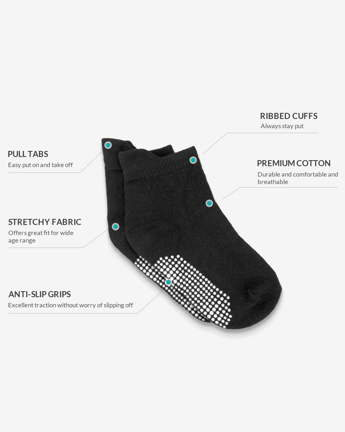 Infinno 9-Pair Non-Slip Grip Socks for Babies & Kids