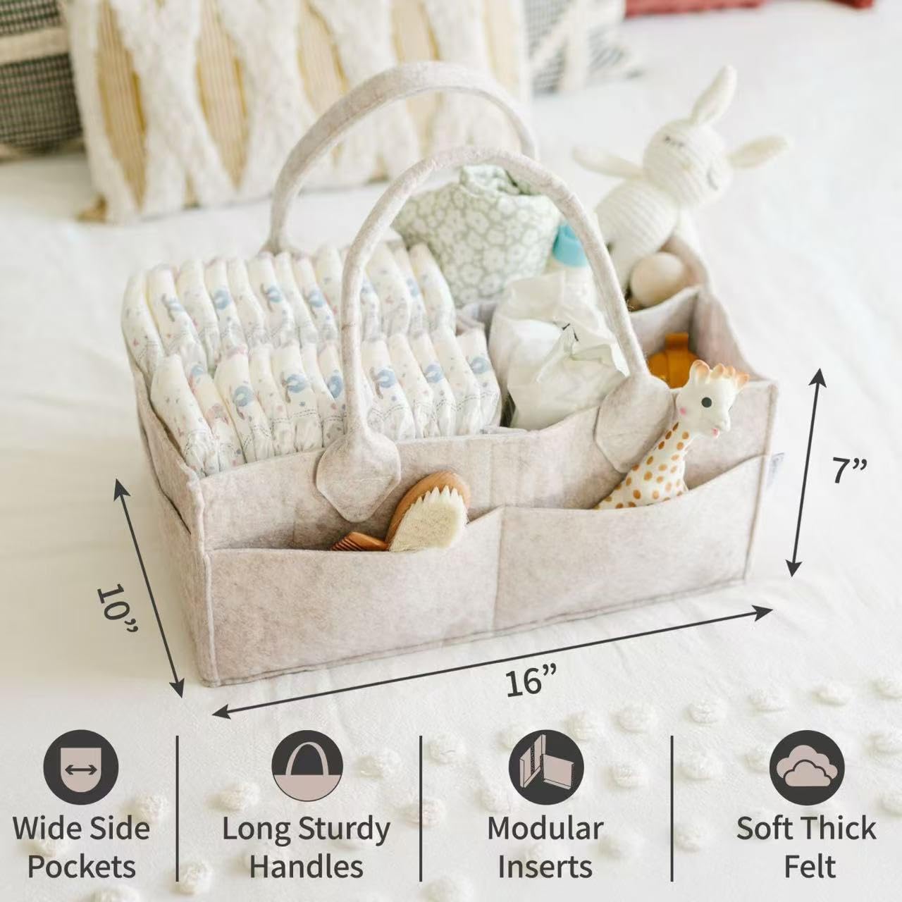 PUTSKA Portable Baby Diaper Caddy Organizer with Compartments