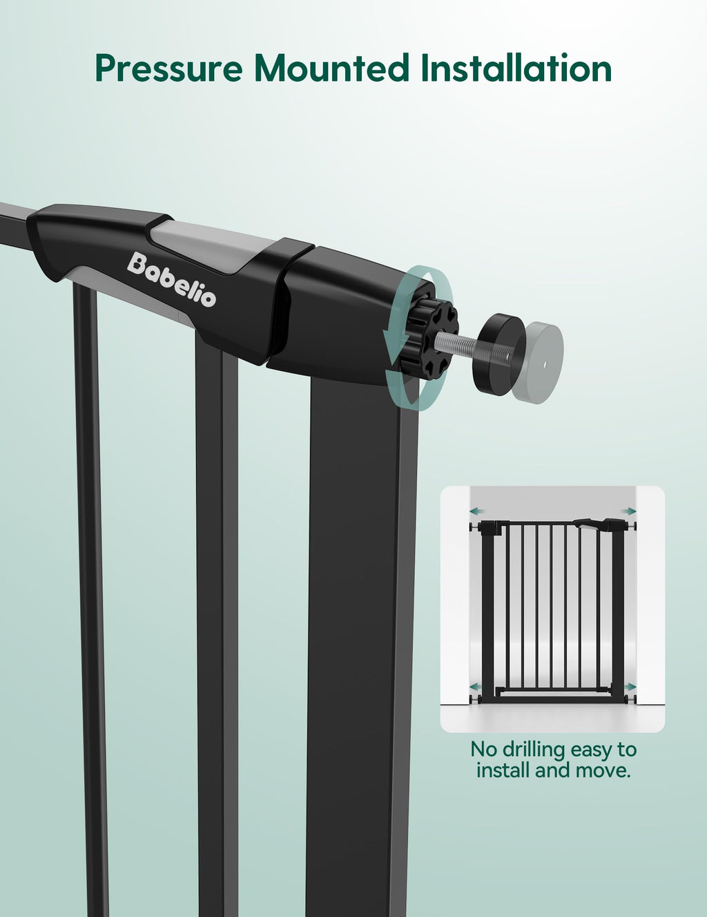 Babelio Auto-Close Baby Gate for Doorways and Stairs