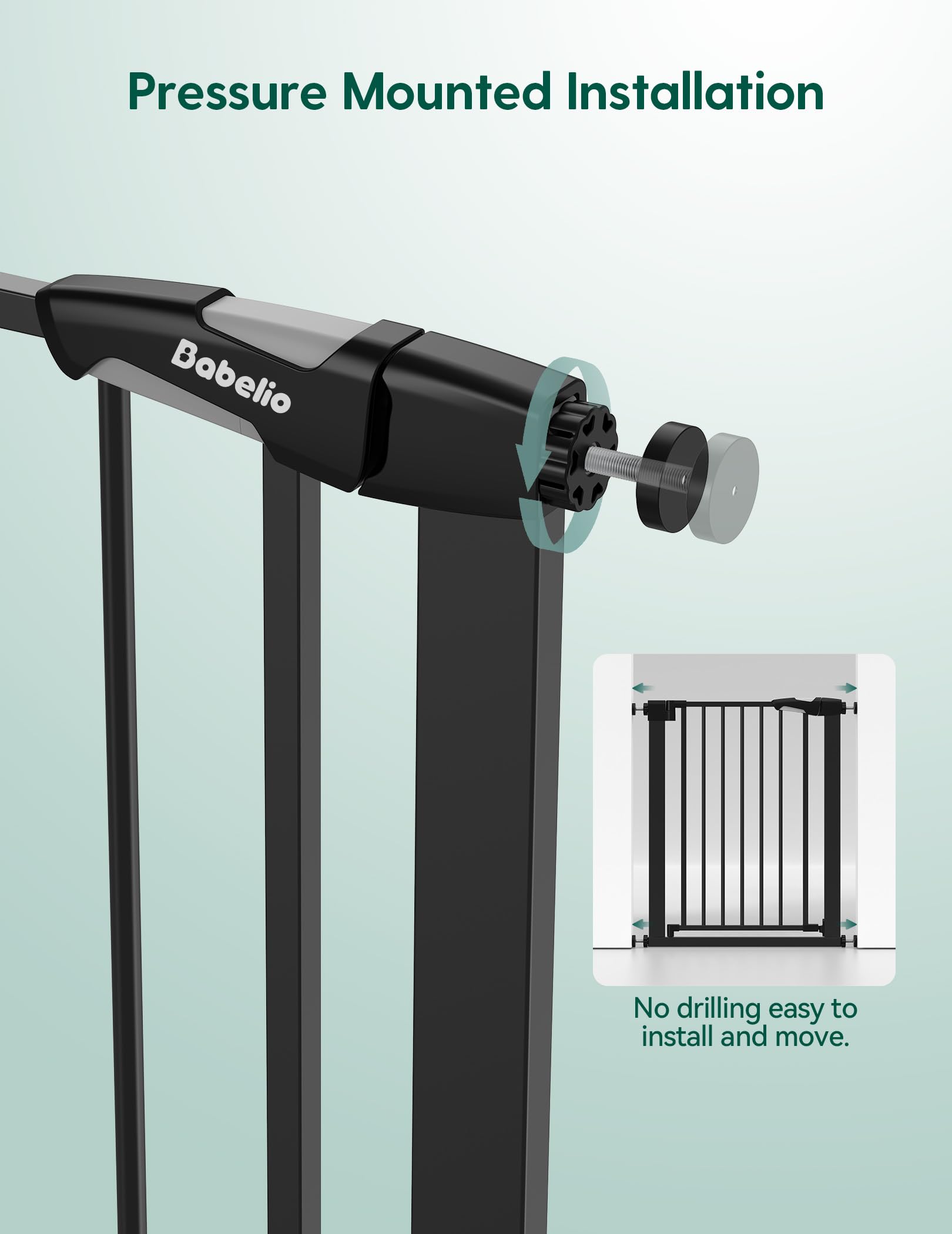 Babelio Auto-Close Baby Gate for Doorways and Stairs