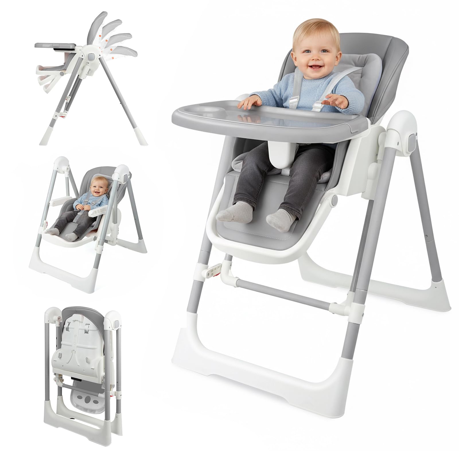 3-in-1 Foldable High Chair and Adjustable Baby Rocker