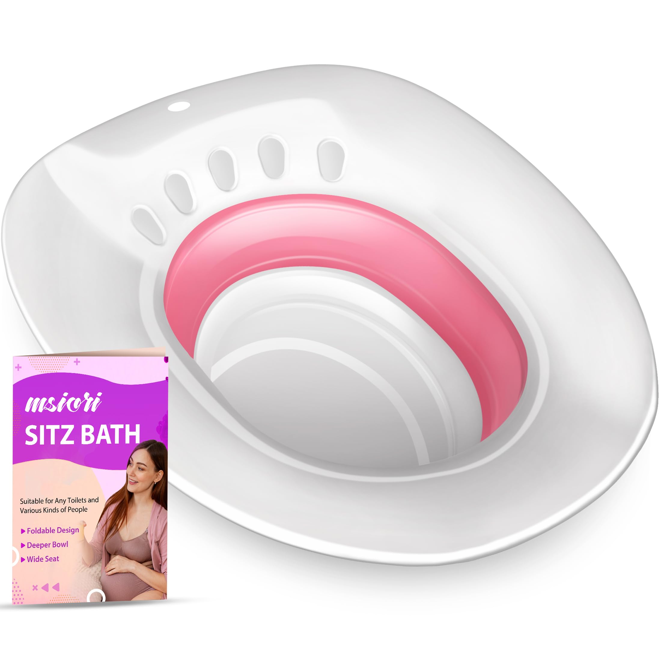 Msiori Sitz Bath for Toilet Seat, Hemorrhoids and Postpartum Care - Yoni Steam Seat - Pregnant Women and Perineal Care, Portable Bidet BPA Free - Collapsible