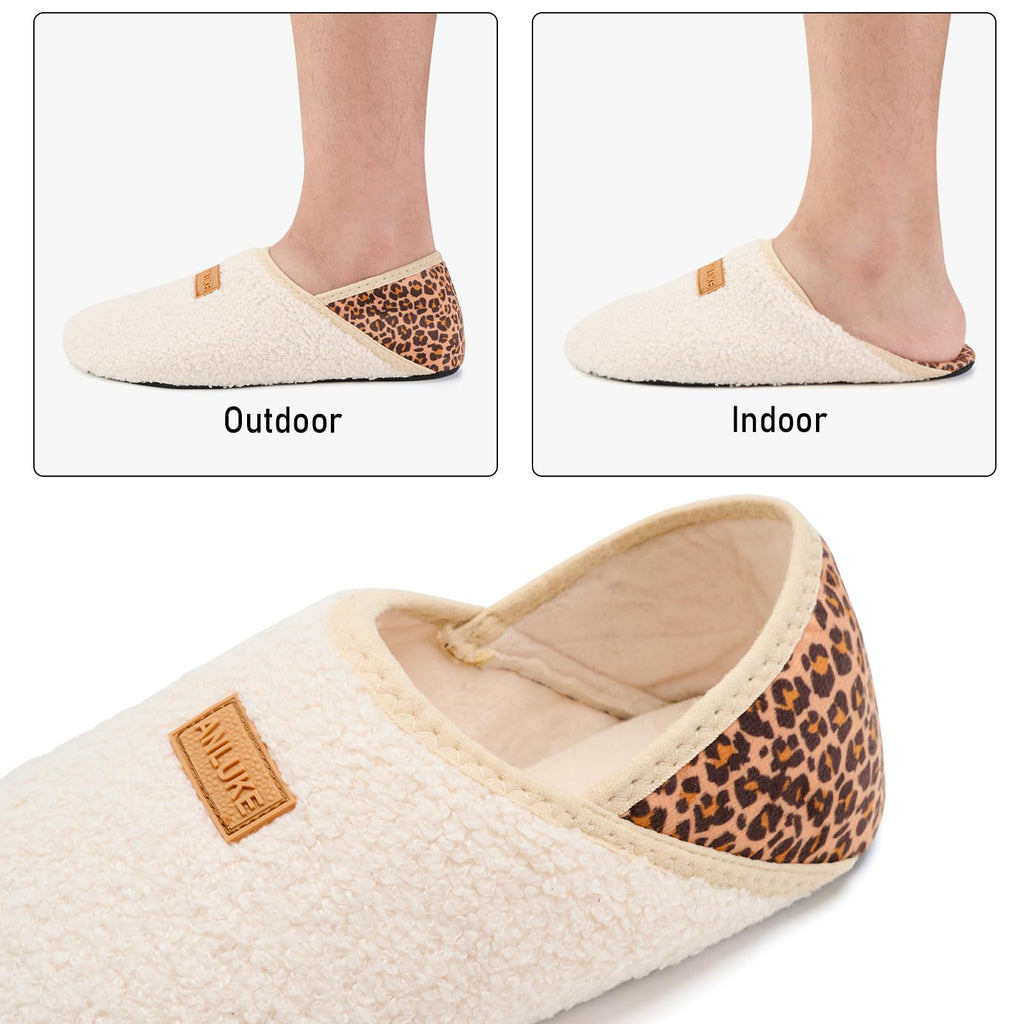 ANLUKE Slipper for Women Men Slipper Socks Fuzzy House Shoes Rubber Sole Slip On Soft-Lightweight Non Slip Indoor/Outdoor