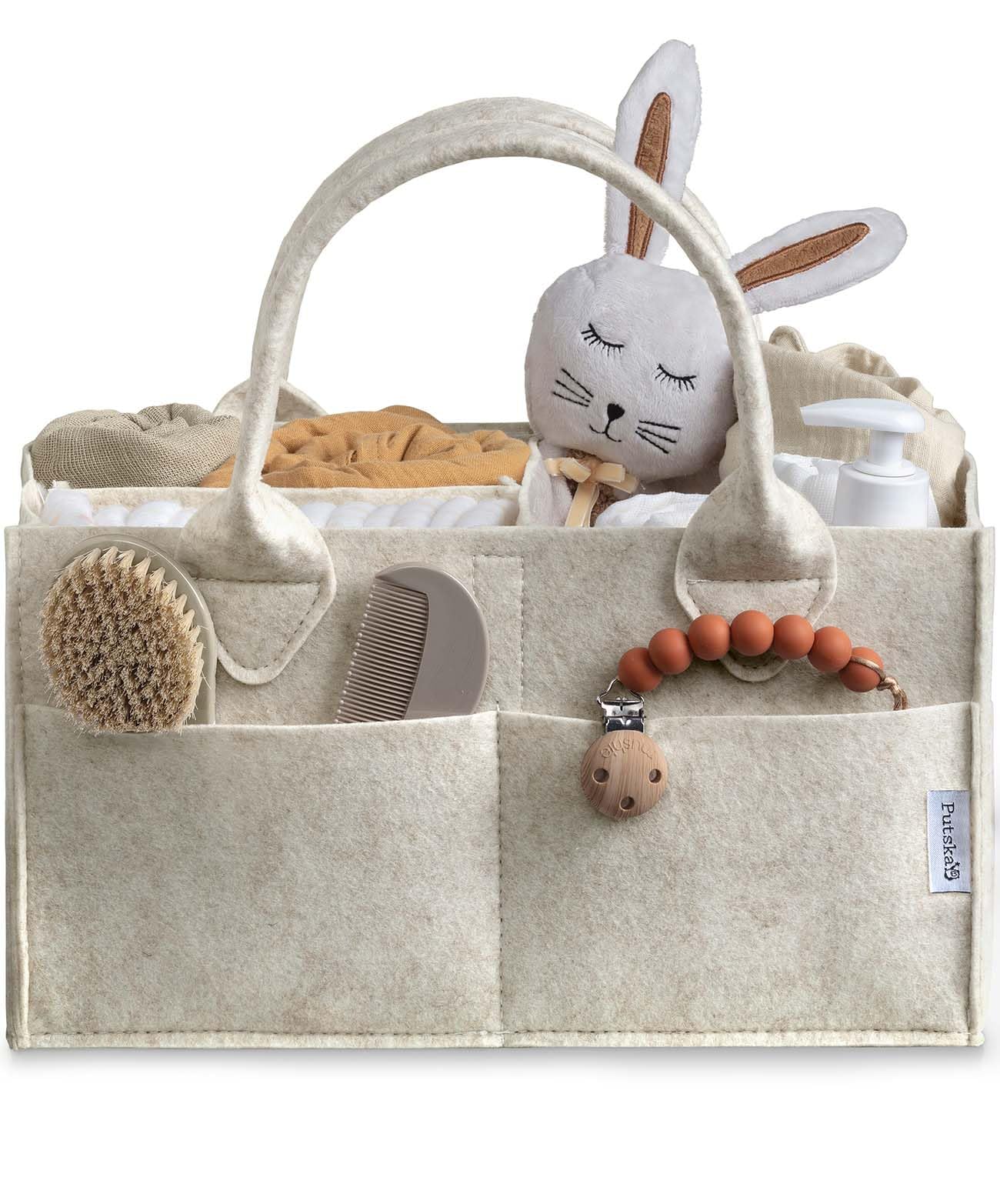 PUTSKA Portable Baby Diaper Caddy Organizer with Compartments