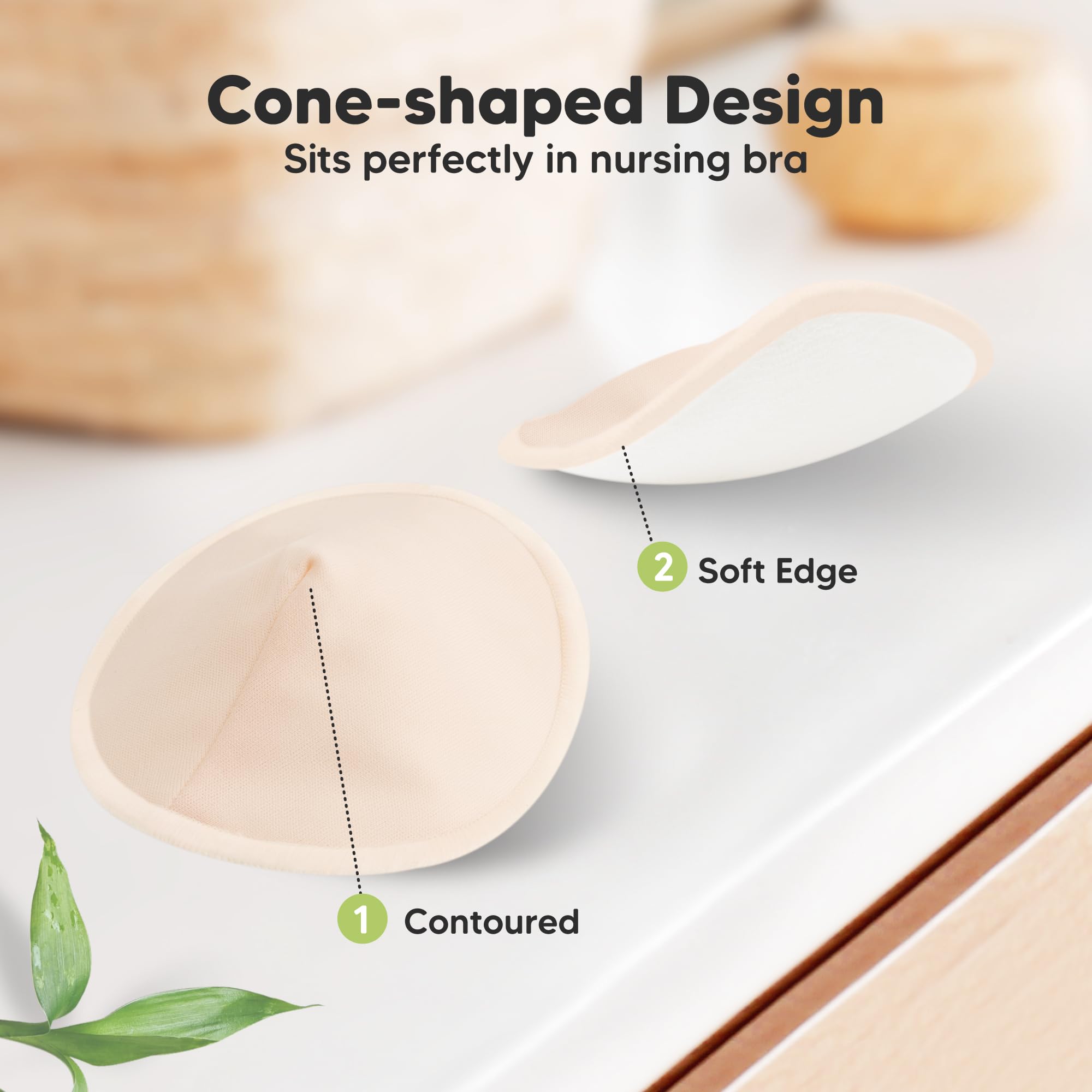 Organic Nursing Pads - 14 Washable Viscose Derived from Bamboo Breastfeeding Pads, Wash Bag
