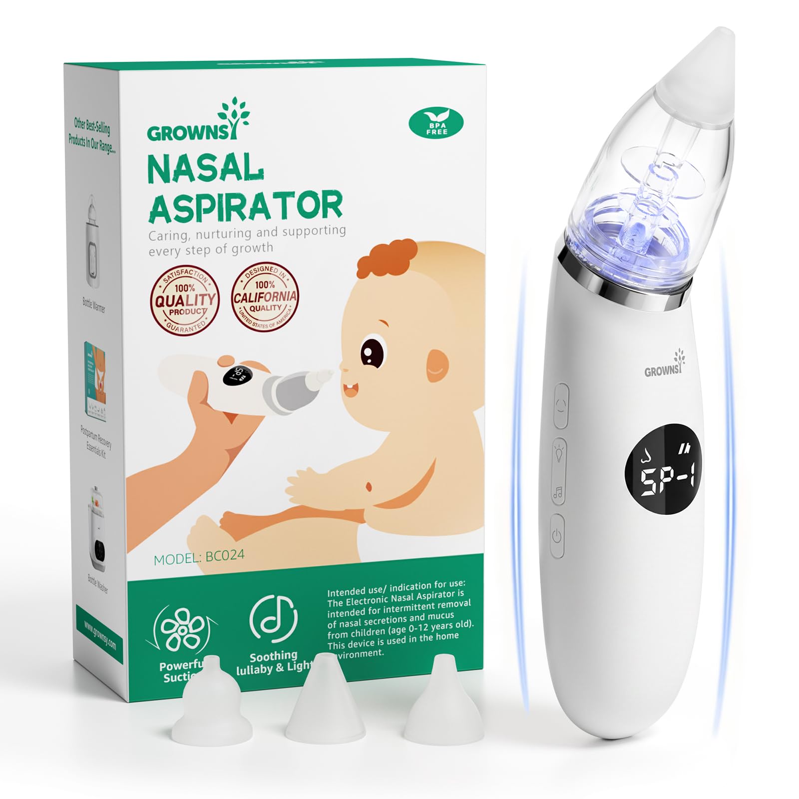 GROWNSY Electric Baby Nasal Aspirator with Music and Light