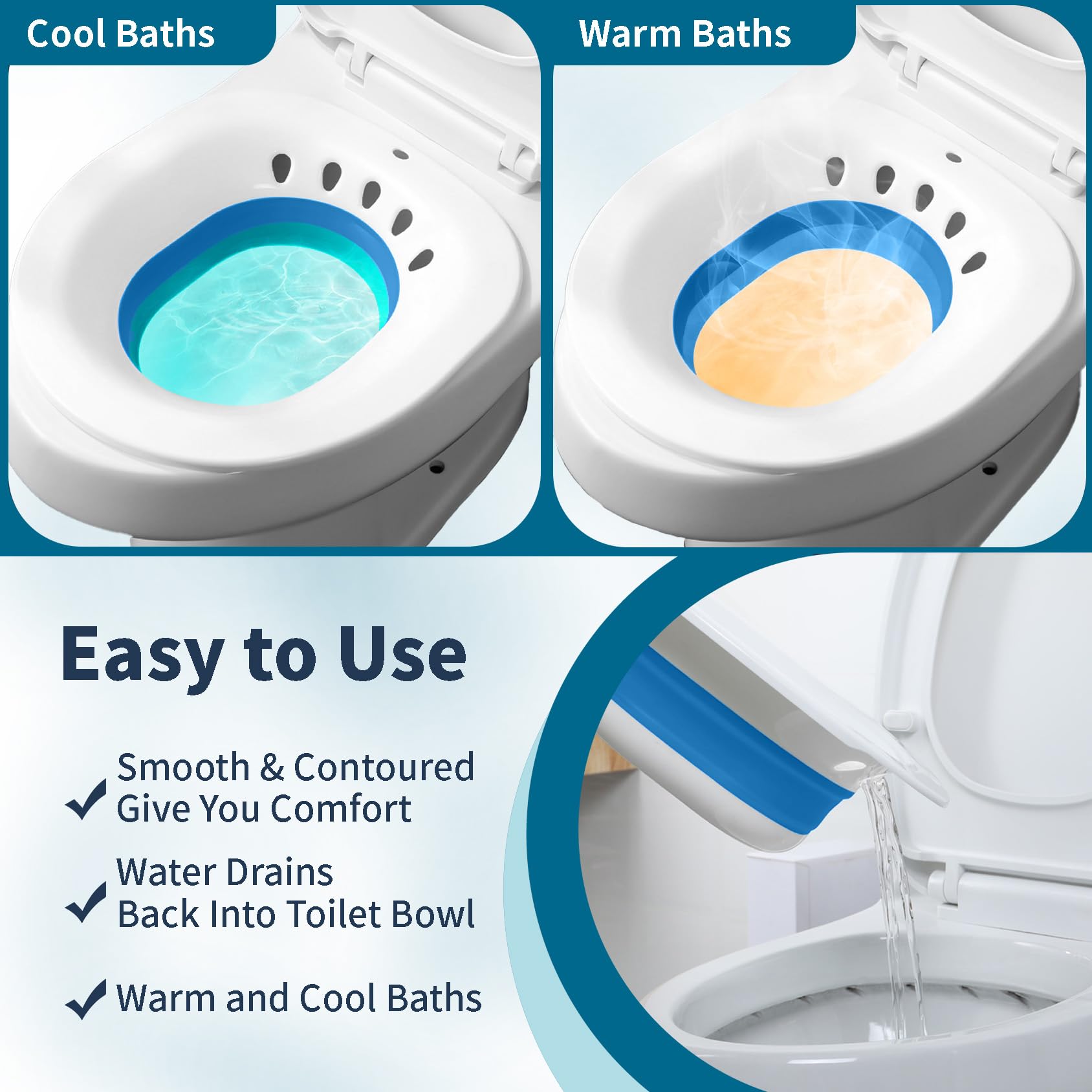 Msiori Sitz Bath for Toilet Seat, Hemorrhoids and Postpartum Care - Yoni Steam Seat - Pregnant Women and Perineal Care, Portable Bidet BPA Free - Collapsible