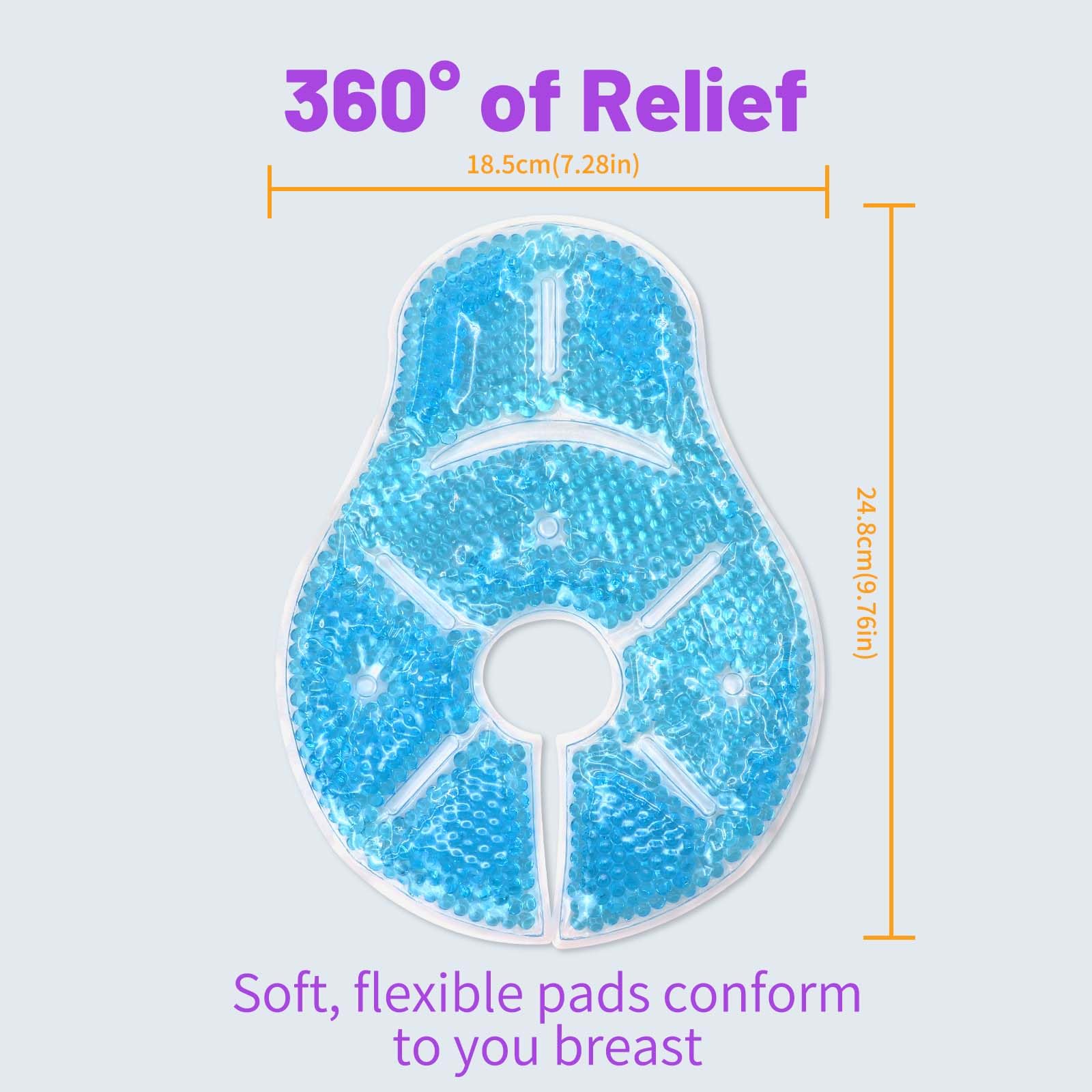 Breast Treatment Ice Pack Hot Cold Breast Pad, Nursing Pain, Mastitis, Swelling, Essential for Breastfeeding New Mothers, 2 Pack