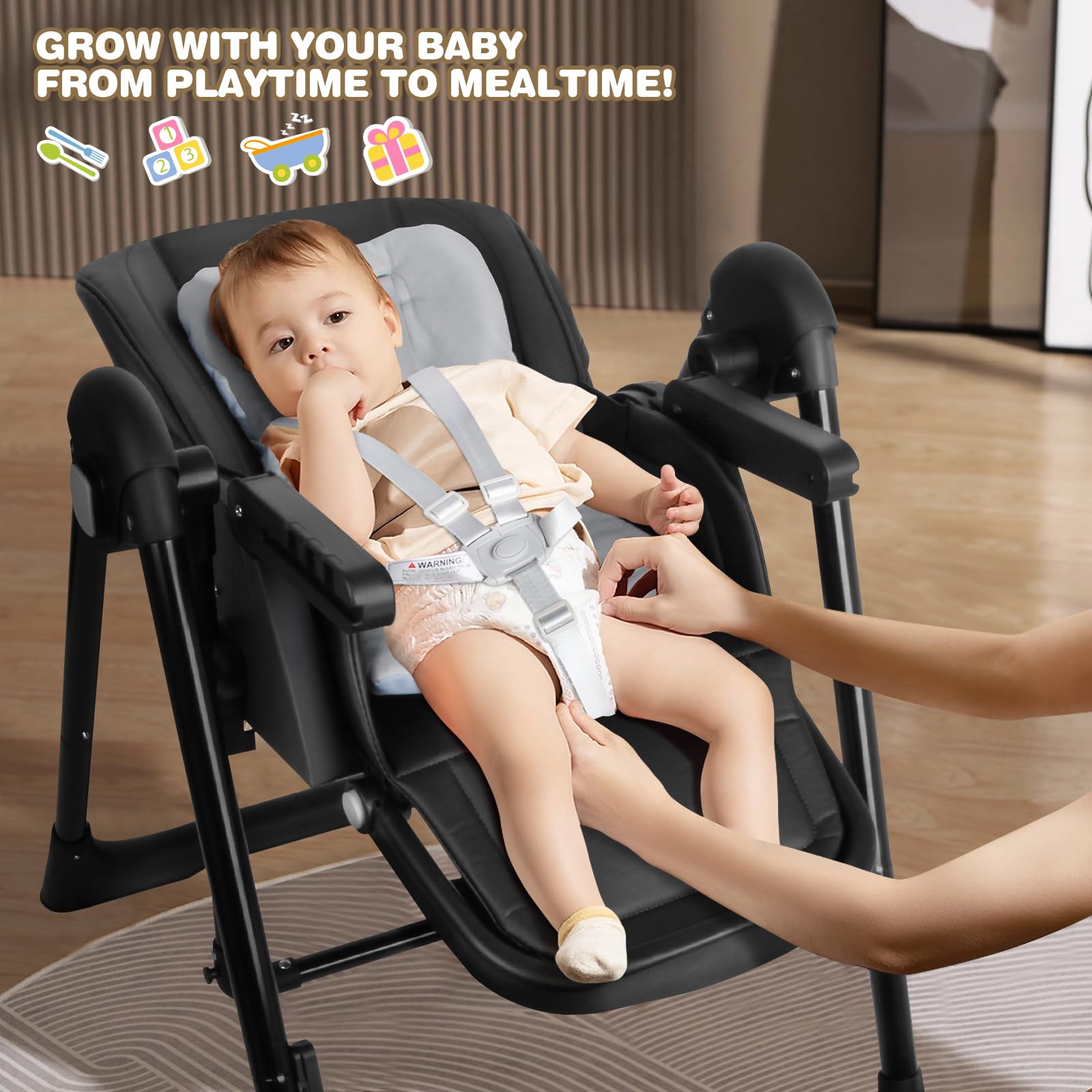 3-in-1 Foldable High Chair and Adjustable Baby Rocker
