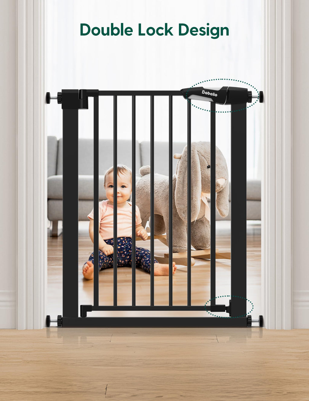 Babelio Auto-Close Baby Gate for Doorways and Stairs
