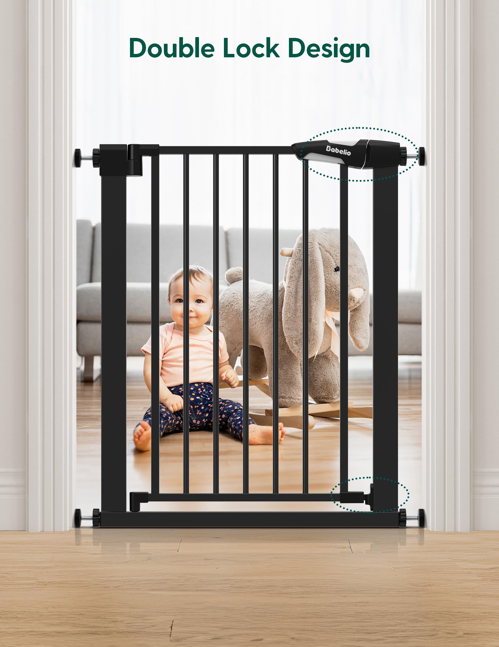 Babelio Auto-Close Baby Gate for Doorways and Stairs