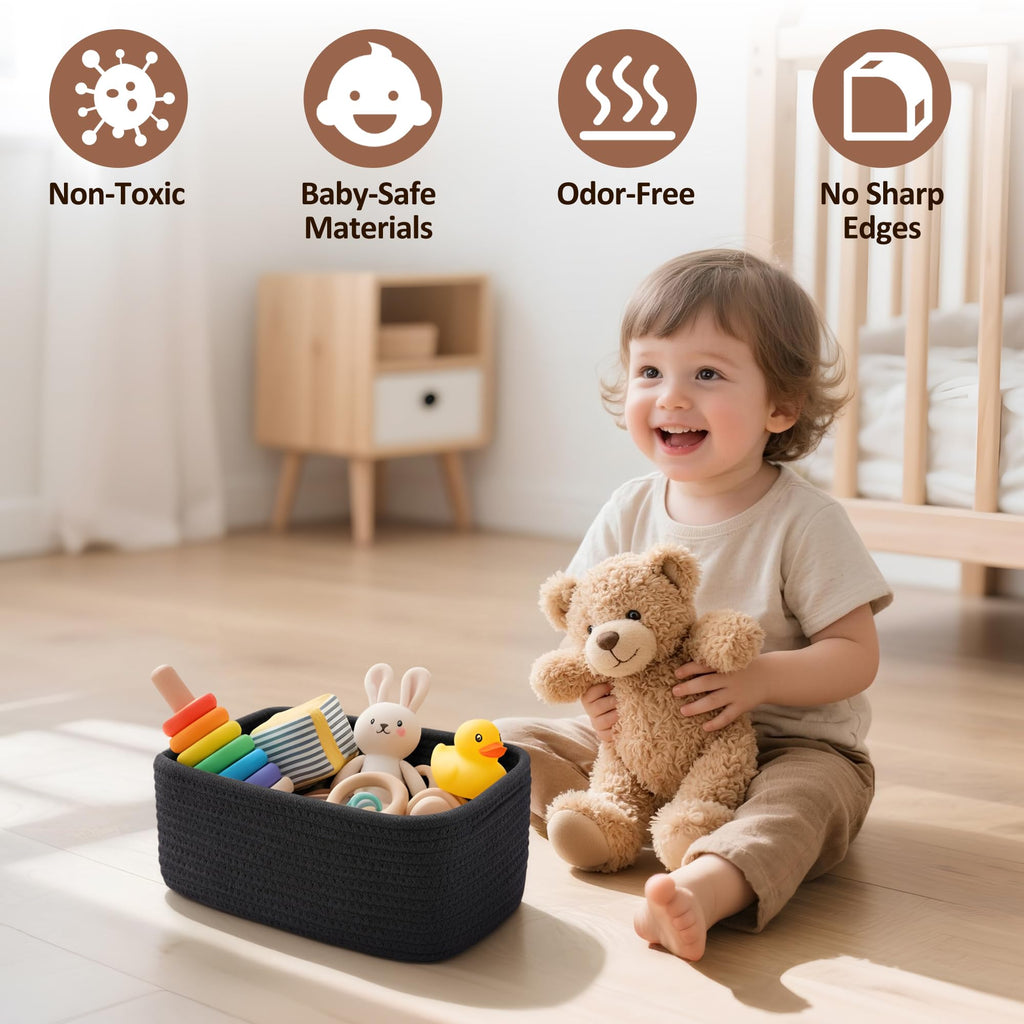 VIRETH HAUS 5-Pack Woven Rope Nursery Storage Baskets