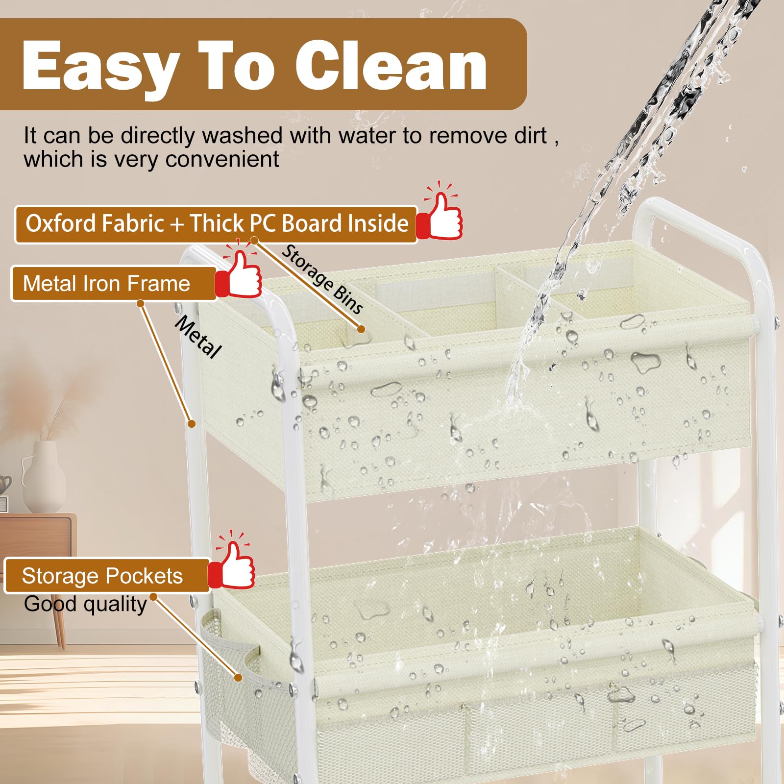 Cidaziya Rolling Baby Diaper Caddy and Storage Cart