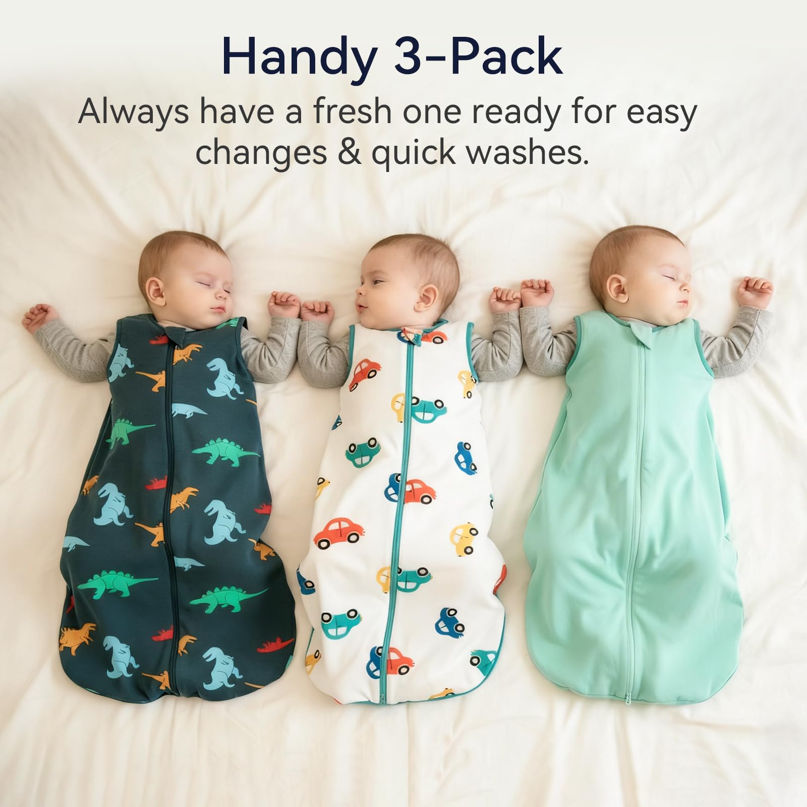 WarmWrap 3-Pack Cotton Baby Sleep Sacks, 0.5 TOG