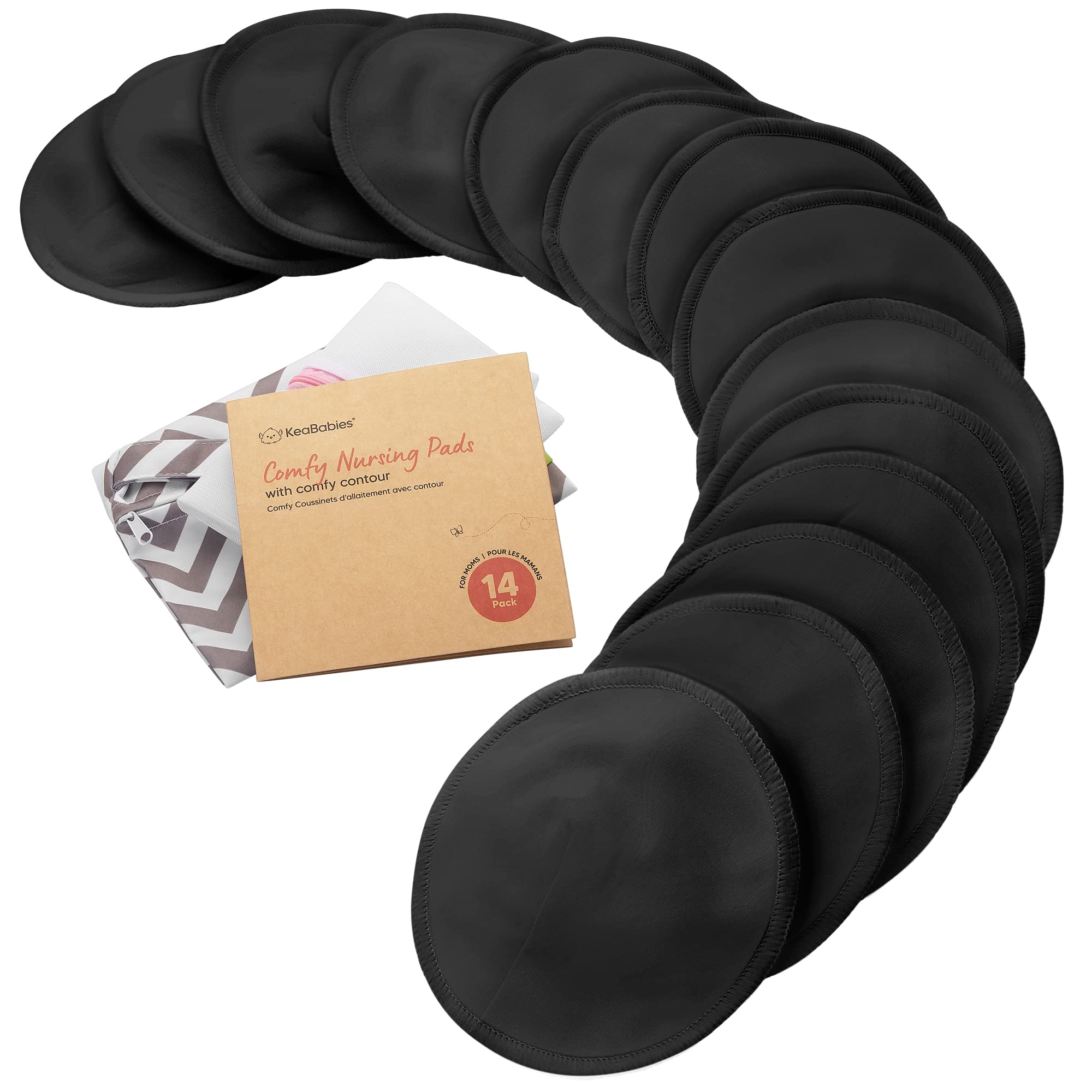 14-Pack Organic Bamboo Washable Nursing Pads with Wash Bag