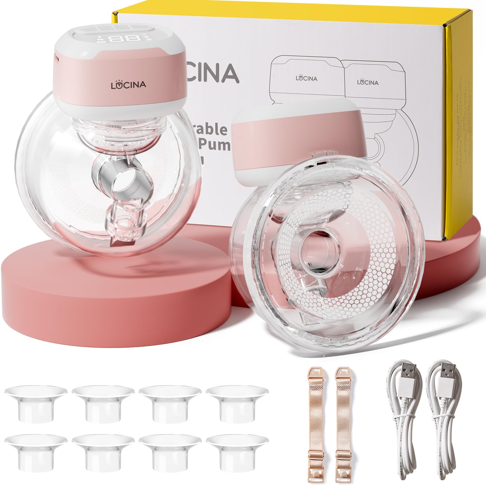 Lucina Hands Free Breast Pump, Wearable Breastfeeding Pump with 3 Modes and 9 Levels
