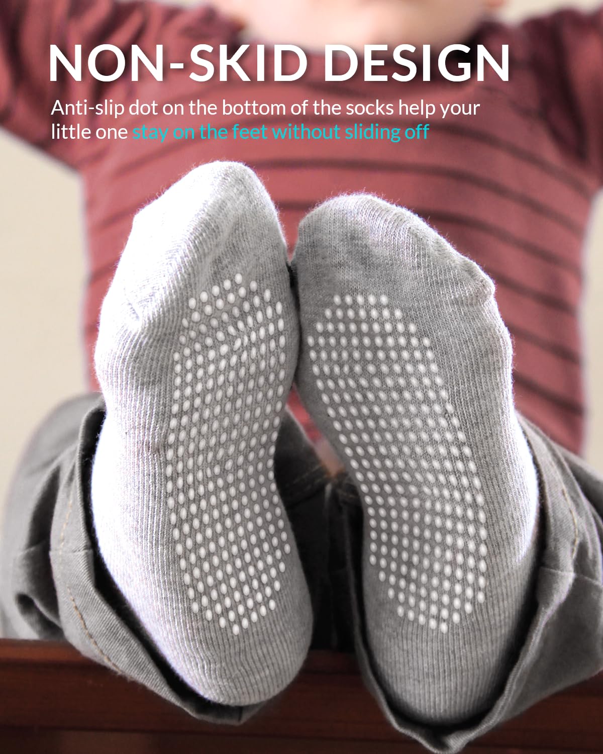 Infinno 9-Pair Non-Slip Grip Socks for Babies & Kids