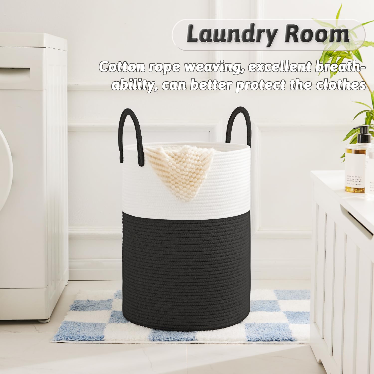 Artfeel 60L Woven Cotton Rope Laundry Hamper